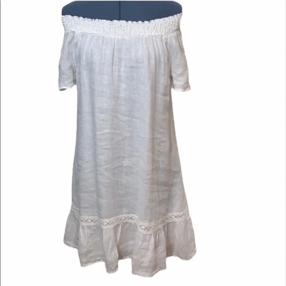 Cynthia Rowley Strapless White Linen Dress